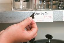 Price tag for glass set, 17