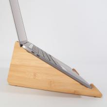 Laptop on a wooden stand