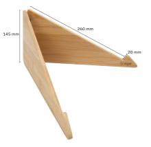 Triangular wooden stand, dimensions: 145 mm height, 260 mm length, 20 mm thickness