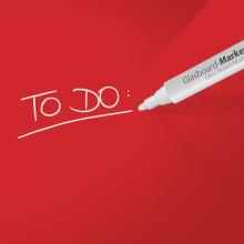 Labeling To Do: on a red background with a white marker