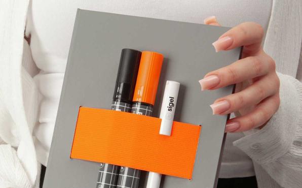 Linescape Notizbuch der Serie Neo in grau und orange