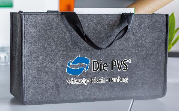 Dunkelgraue Filz Desk Sharing Bag mit Kundenlogo-Aufdruck