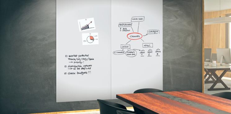 Kombination matte Artverum Glas-Whiteboards