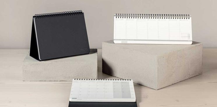 Hochwertige Conceptum Spiral-Tischkalender im Querformat