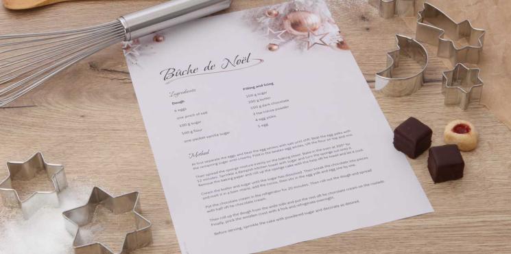Weihnachts-Motiv-Papier mit Rezept