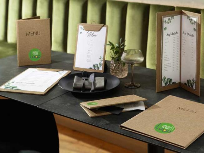 Speise- & Getränkekarten, Rechnungsmappen und Klemmbretter mit Logo