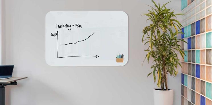 Artverum Glas-Whiteboards mit abgerundeten Ecken